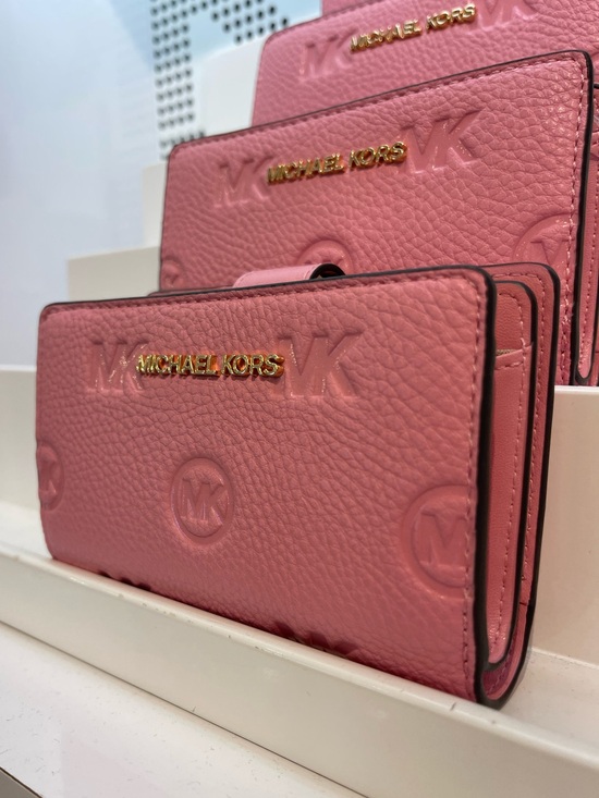 Michael Kors Handbags - MICHAEL KORS Jet Set Travel Medium MK Logo Debossed Bifold Wallet
Carnation 
NWT